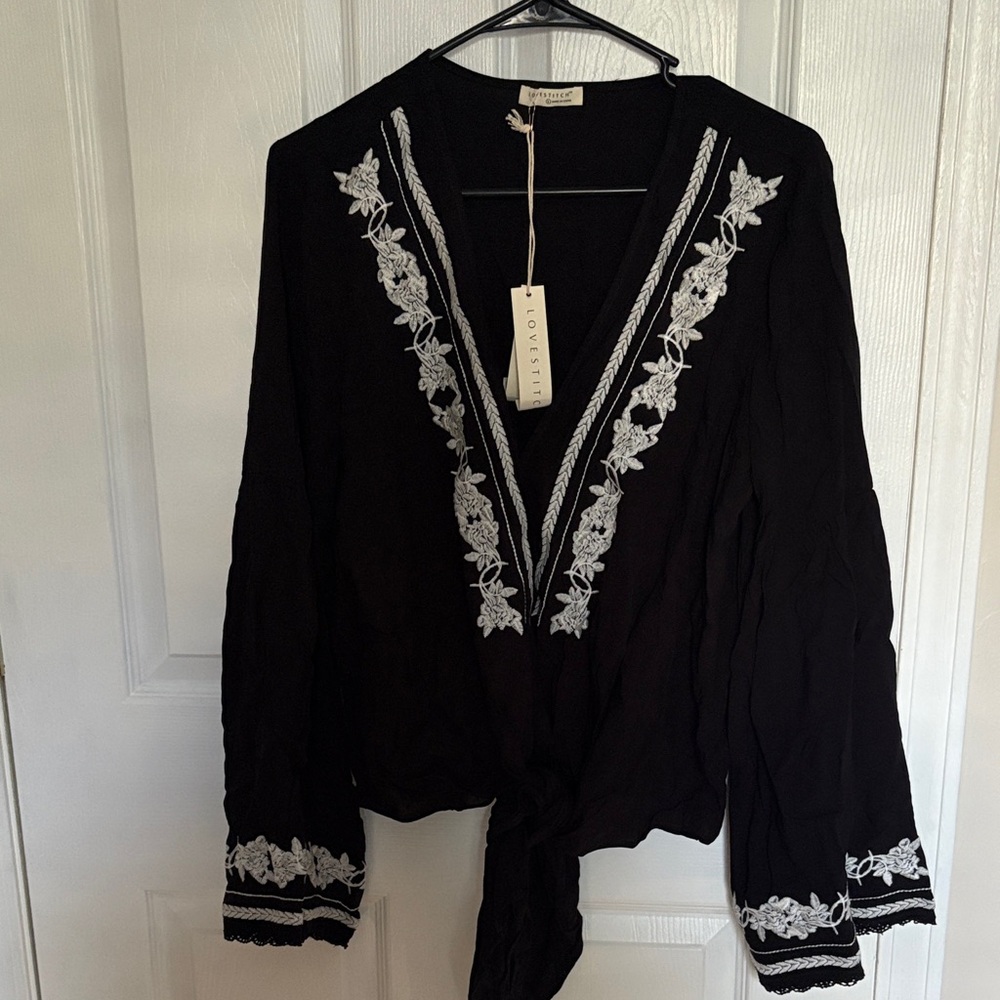 Lovestitch Black and White Embroidered Top